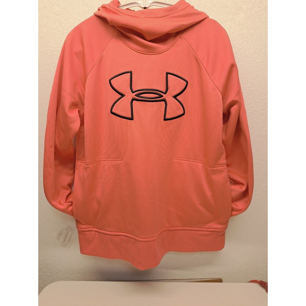 Under Armour Women's Cold Gear Mock Neck Loose Orange Peach Hoodie Size L - Picture 3 of 6